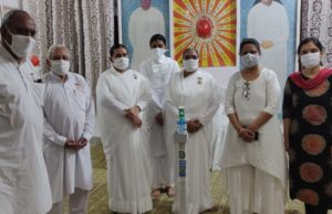 ब्रह्मकुमारीज सेंटर में लगाया गया सेनिटाईजर डिस्पेंसर