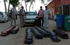 पलवल पुलिस ने शराब तस्कर को गिरफ्तार कर लाखों की पकडी शराब