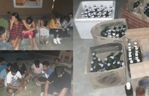 गुरूग्राम-फरीदाबाद रोड पर शराब पार्टी में पुलिस का छापा,नशे में धुत मिलीं लड़कियां