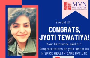 स्पाइस हेल्थ केयर में एमवीएन विश्वविद्यालय के छात्रों का चयन