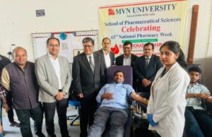 एमवीएन यूनिवर्सिटी के स्कूल ऑफ फार्मास्युटिकल साइंसेज ने 63वें फार्मेसी सप्ताह के तहत रक्तदान शिविर का आयोजन